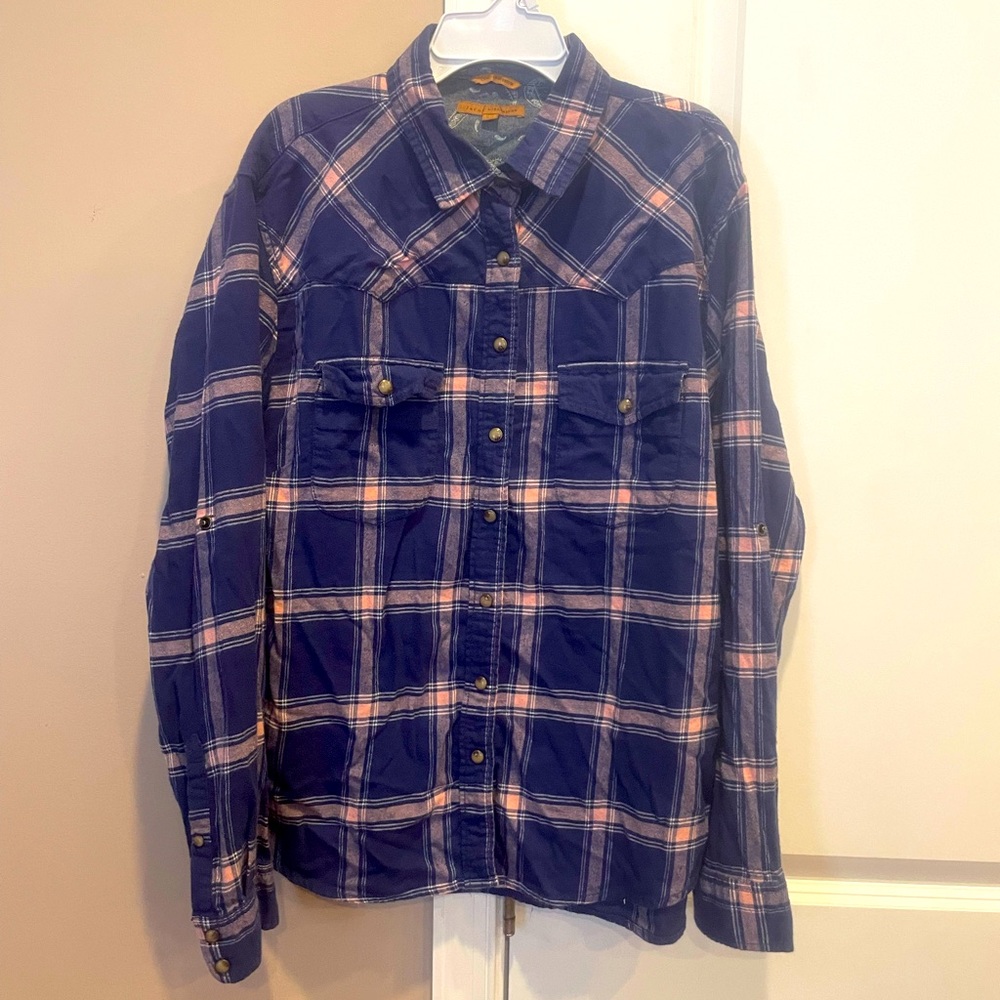 JACHS girlfriend size large button down flannel plaid shirt